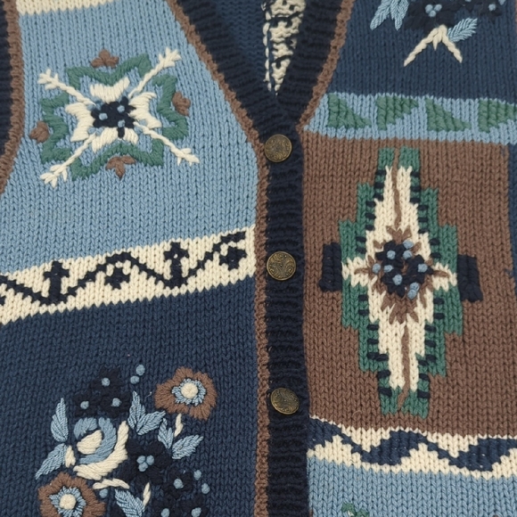 Vintage Christopher & Banks Knit Vest Women's Small Hand Embroidered Buttons - Picture 5 of 11